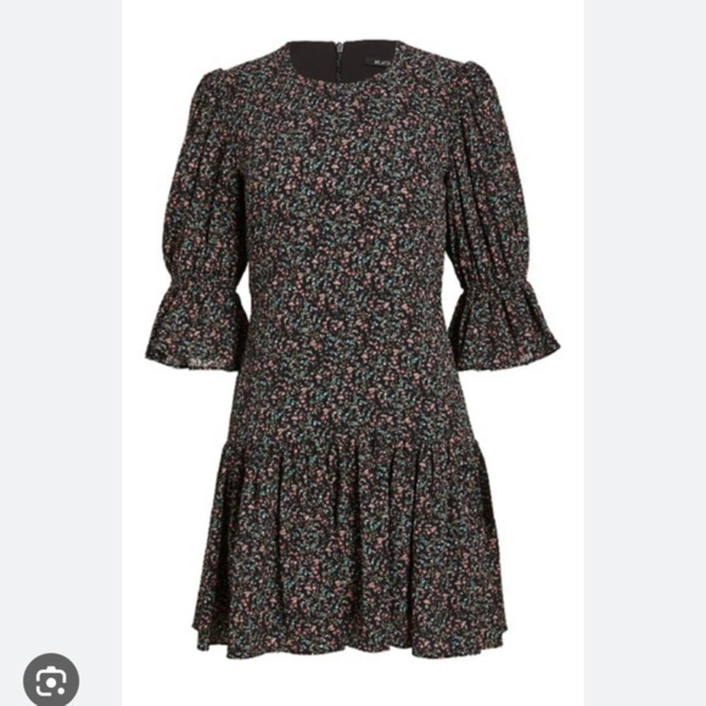 Black Halo gabby puff sleeve floral dress in spring oasis size 4